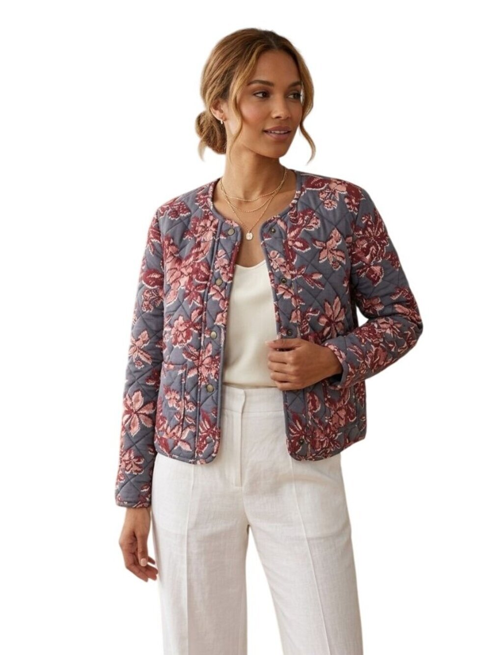 Rachel Zoe NWT Floral Quilted Snap Closure Jacket Size M
